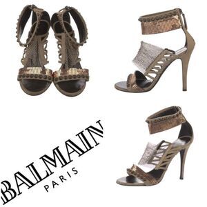 Giuseppe Zanotti x Balmain Suede Chain-Link Accents Sandals